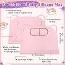Domensi Large Silicone Suction Placemat with Teething Edge Bumper/Spill for Baby Toddlers Kids with Storage Bag, Non-Slip Dinning Table Mat, Dishwasher Safe for Table (Pink,1 Pack)