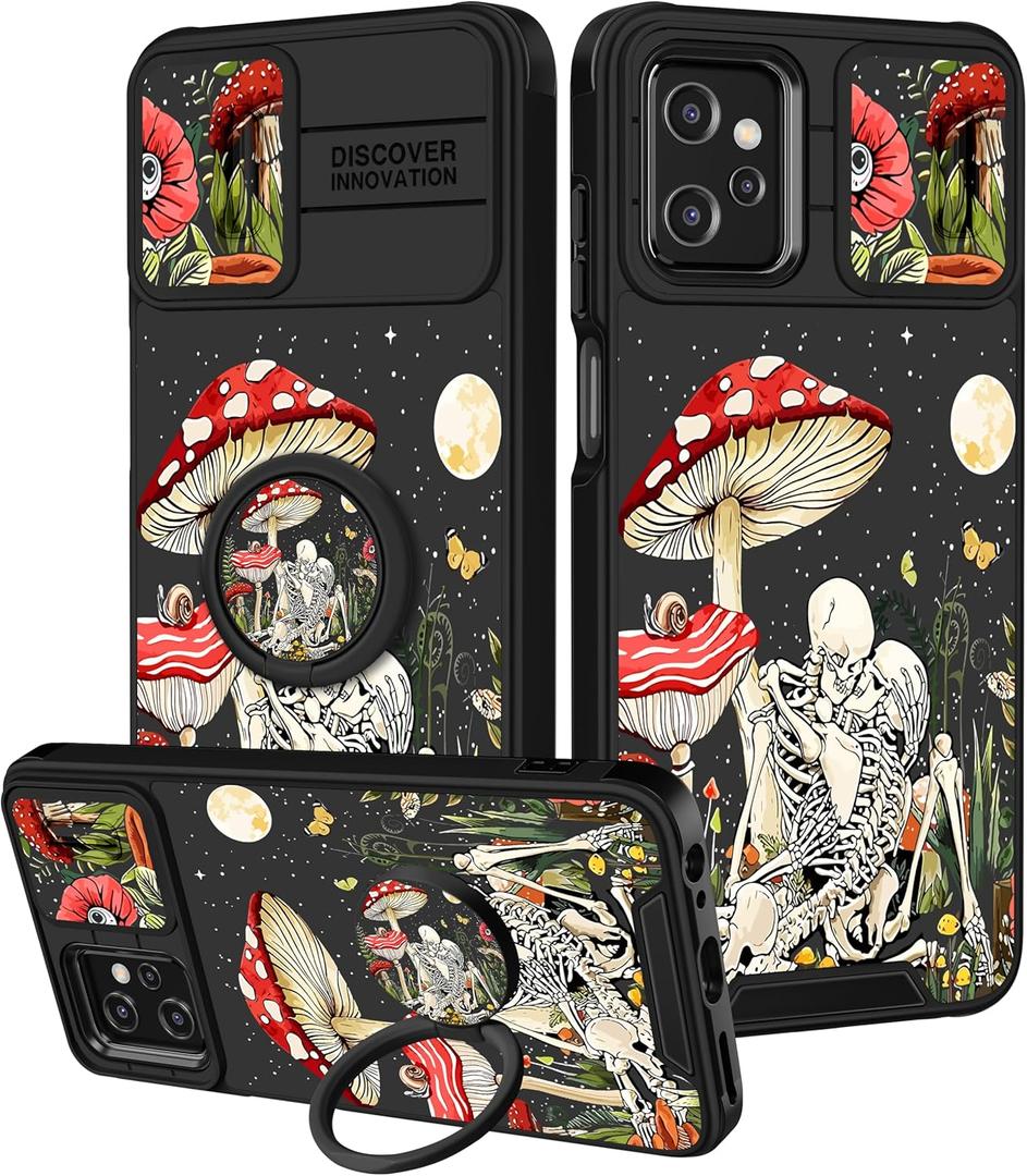 Funermei for Moto G Power 5G 2023 Case - Women Skeleton Skull Cute Girls Phone Cover Goth Gothic Spooky Pretty Fun Cool Unique Design with Camera Cover and Ring Stand for Motorola G Power 2023 Case