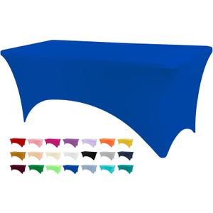 BDDC Table Covers for 8 Foot Tables, Royal Blue Washable and Wrinkle Resistant Stretch Tablecloths Rectangle 8ft for Events, Wedding, Banquets, Parties, 96" x 30"