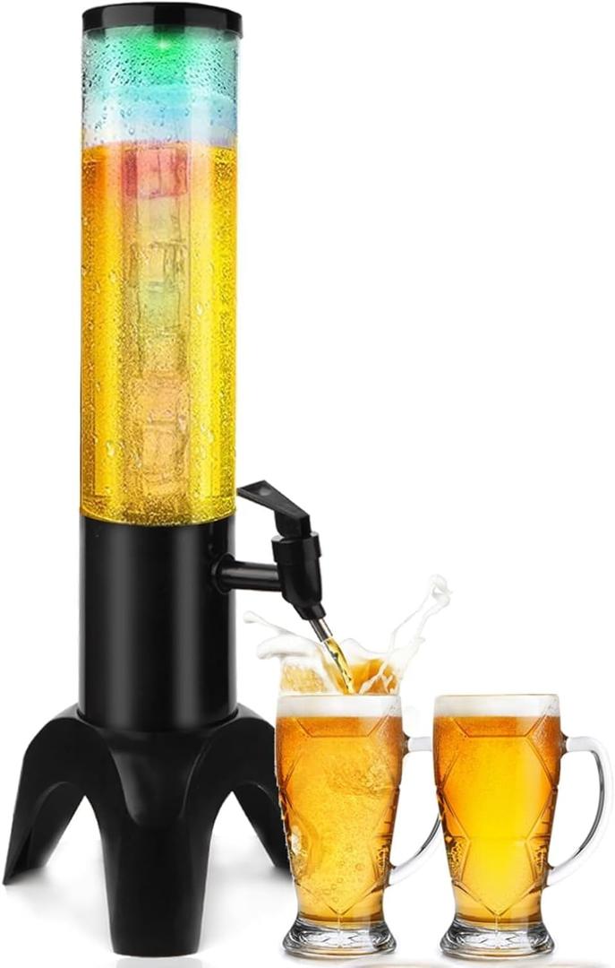 50-ounce/1.5-liter large-capacity Drink Tower Dispenser Beer Tower,Beverage Dispenser with Spigot, Tabletop Liquor Dispenser for Beer, Margarita, Liquor, Beverage (Black)
