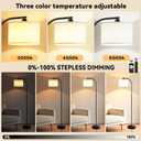 Floor Lamp for Living Room with Remote,Dimmable Tall Standing Lamps,Modern Floor Light with Smart RGB Bulb,App Control,3 Color Temperatures,Fabric Shades,Gold Floor Lamp for Bedroom Office Corner