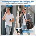 MATEIN Messenger Bag with USB Charging Port, 15.6 inch Laptop Bags Large Handbag with Shoulder Strap, Water Resistant Crossbody Satchel Work Computer Case for College Commuting, Black