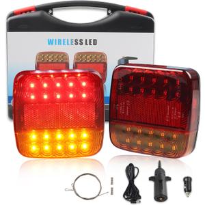 Magnetic Wireless LED Trailer Lights Kit - Rechargeable IP67 Waterproof Tail Lights for Towing Truck, RV, Camper, Boat, Caravan, [4 Lighting Modes] Magnetic Wireless Trailer Lights, 2 PCS