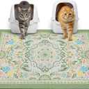 Glittme Cat Litter Mat with Non-Slip Bottom Litter Box Mat 33"X22" Litter Trapping Mat Easy to Clean Washable Cat Food Mat for Kitty,L (Bean Green)
