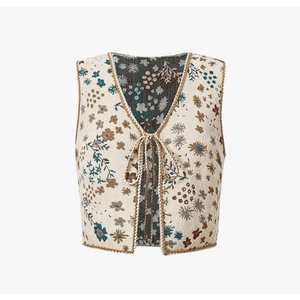 GORGLITTER Women's Sleeveless Western Rodeo Country Concert Cowgirl Outfit Tie Front Cardigan Vest Top Casual Trendy Size M
