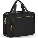 Toiletry Bag for Women, Large Cosmetic Travel Bag, Hanging Toiletry Bag for Bathroom, Thickened PVC Waterproof Makeup Bag, Toiletries Bag for Travel Business Trips and Camping, Black