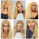 #613 Blonde Bundles Human Hair Yaki Straight Bundles 30 30 30 Inch Honey Blonde Kinky Straight 3 Bundle Unprocessed Brazilian Virgin Hair 50 Gram Per Bundle Deals Quick Weave Hair Extensions