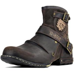 OSSTONE Moto Boots for Men Fashion Zipper-up Leather Chukka Boots Casual Shoes Retro Style OS-5008-1-DA1B1 Size 10 OSSTONE Moto Boots for Men Fashion Zipper-up Leather Chukka Boots Casual Shoes Retro Style OS-5008-1-DA1B1 Size 10
