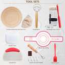 Complete Sourdough Starter Kit, Banneton Bread Proofing Basket with Glass Sourdough Starter Jar, Sourdough Bread Baking Supplies, 9'' Round Bread Proofing Basket, for Bread Making Baking Fermentation