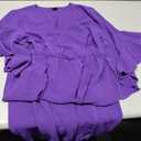 Womens Plus Size Dress Wedding Guest Cocktail Ruffle Half Sleeve Wrap V Neck Slit A Line Maxi Dresses with Belt Size L