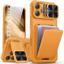 SSLOTSCASE for iPhone 17 Pro Max Case with Wallet, Light Orange