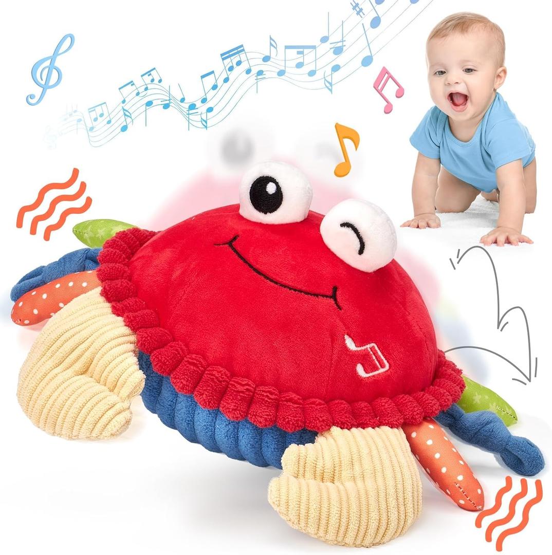 hahaland Baby Toys 6-12 Months - Bouncing Singing Crab Crawling Dancing Jumping Crab Baby Boy Girl Gift for 6 7 8 9 10 11 12 18 Month Musical Tummy Time Sensory Toddler Toys 1 Year Old Birthday Gift