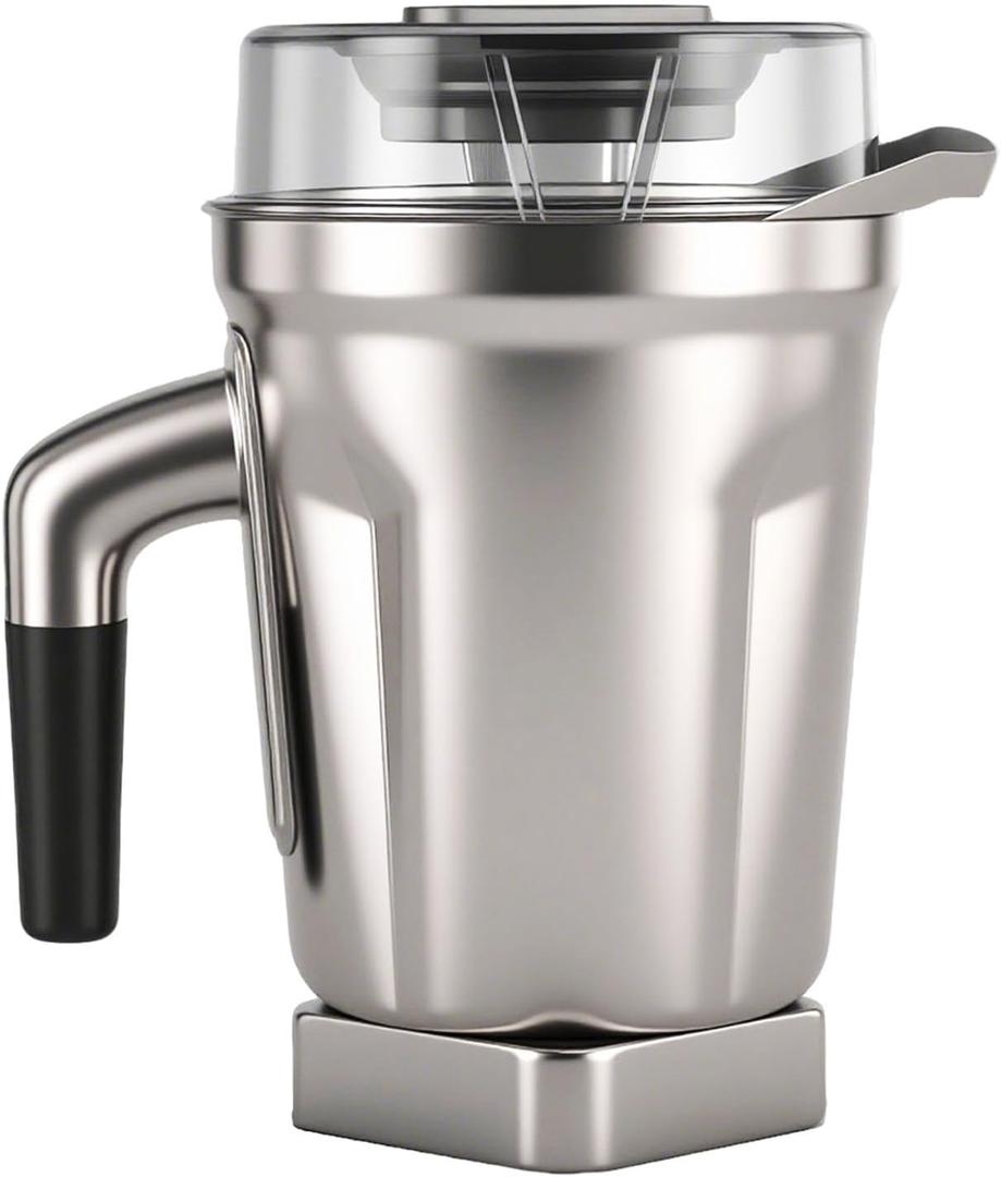 Stainless Steel Container 64oz, Compatible with Vit 5200 5000 6300 Vm0103 Vm0197 E310 A2500 Classic/Commercial etc Series Blender, 64oz Stainless Steel Pitcher Jar Cup
