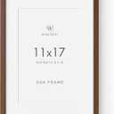 11x17 Oak Picture Frame, Solid Oak 11x17 Poster Frame with Mat to 8x12(Openning Size is 7.5x11.5), Natural Wood 17x11 Frames for Wall, (Walnut Set of 1), 11x17 in - 1P