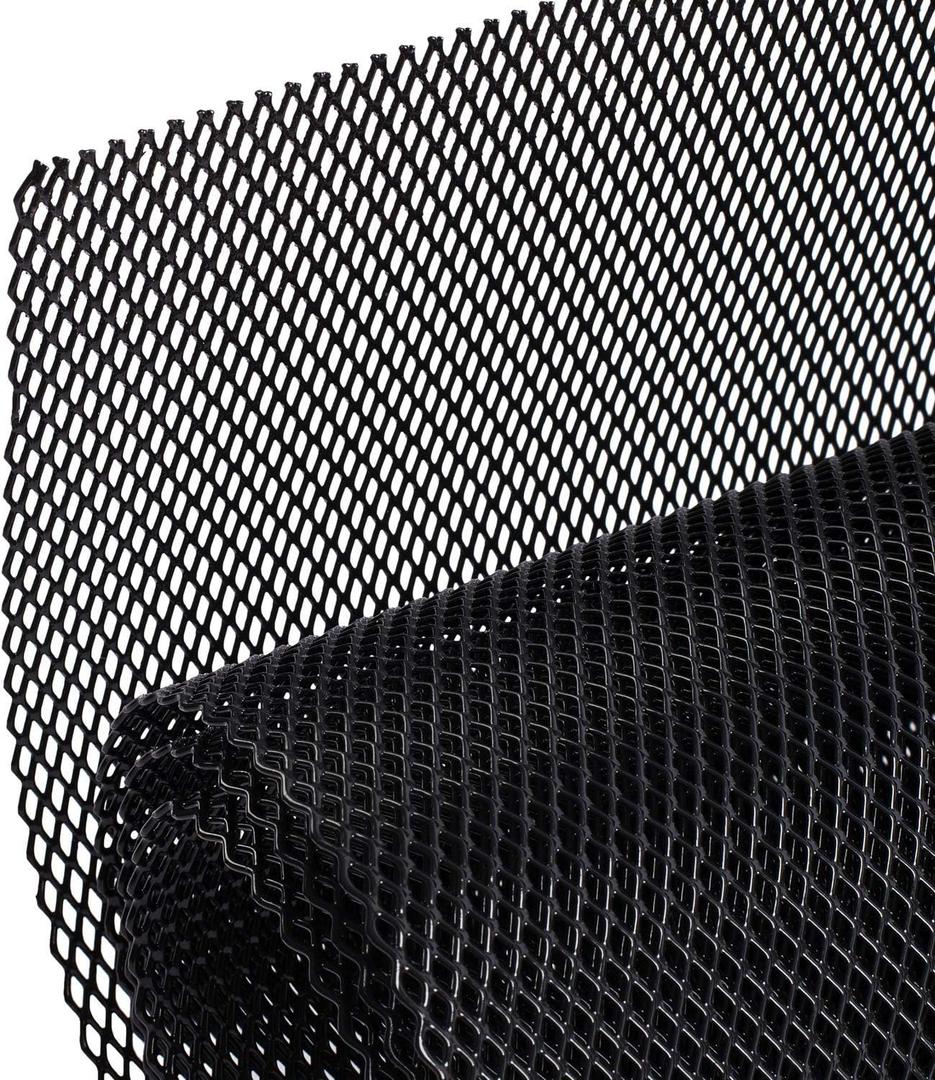 AggAuto Universal 40"x13" Car Grill Mesh - 100x33cm Aluminum Alloy Automotive Grille Insert Bumper 3x6mm Rhombic Hole, One of the Most Multifunctional Shape Grids Black