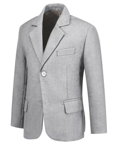 Boys Blazer Slim Suit Coat with Lapel Formal Classic Suits One-Button Jacket for Kids Size 14 Gray