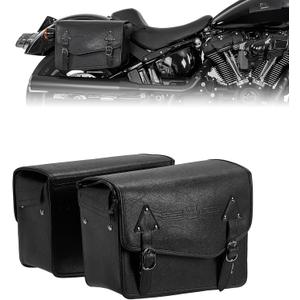 KEMIMOTO Motorcycle Saddlebags with/Turn signal Moving Backwards 24L Saddle Bags Motorcycle PU Leather Luggage Bags Compatible with Softail Sportster Dyna Models
