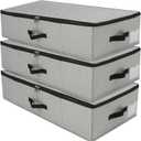 AMJ Under Bed Storage Organizer, Set of 3, Underbed Closet Storage Solution for Closet Organizers Storage Containers with Durable Handles Thick Fabric, Breathable, Linen Dark Gray