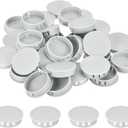 MECCANIXITY 32PCS 42mm(1 5/8") Light Gray Plastic Hole Plugs, Flush Type Panel Hole Plugs Insert End Caps for Locking Hole Tubes Furniture Cabinet
