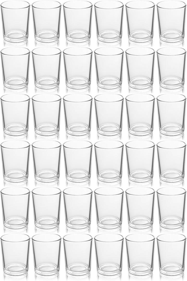 36pcs Clear Glass Tea Light Holders - Votive Candle Holders Bulk for Weddings Events - Glass Votives for Wedding Centerpieces, Christmas, Thanksgiving - Candle Accessories Decor (36, Clear)