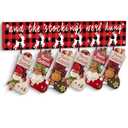 FIPUTE Christmas Stocking Holder with 6 Hangers for Wall Stocking Hangers for Mantel The Stockings were Hung Wooden Sign Foldable Stocking Hook for Fireplace Christmas Wall Decor (Red-Deer)