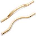 Goo-Ki Low Profile Brushed Brass Cabinet Pulls, Double Hole Centers(3.8''/5'') Zinc Alloy Handle for Drawer Cupboard Wardrobe,6 Packed