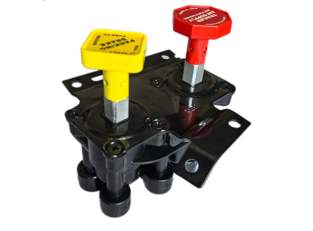 KN20619 MV3 Dash Valve Compatible for Volvo Haldex 3/8″ Push to Connect 1/4″ Unthreaded Mount Hole Trailer Parking Style B Hand Operated Valve RKN20619 20523171 20560009 85123221