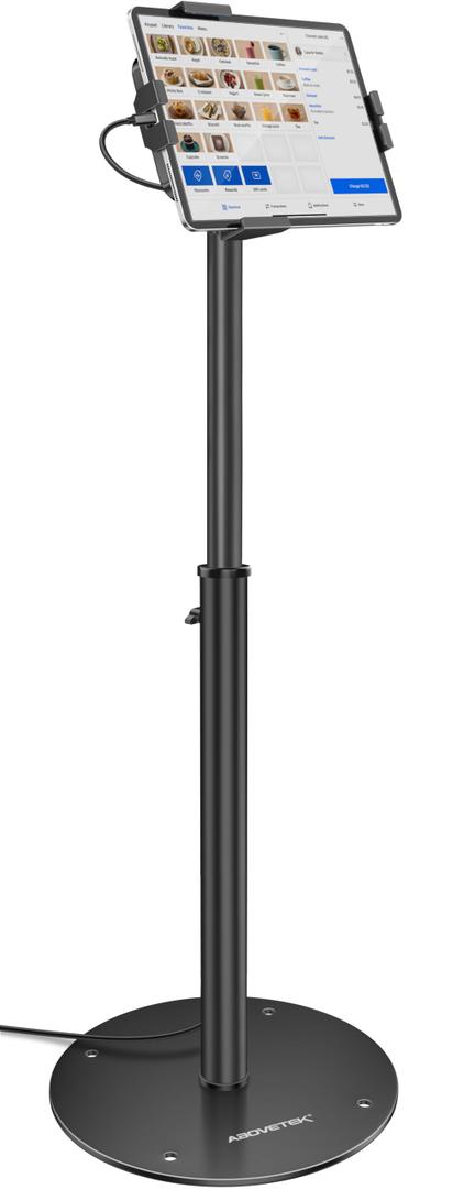 iPad Kiosk Floor Stand - Height Adjustable POS Tablet Floor Stand, 360° Swivel Universal Locking Holder for 7.9"-11" iPad/Air/Samsung - Anti-Theft Security Stand for Retail, Business