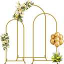 Metal Arch Backdrop Stand, Set of 3 (4ft / 5ft / 6ft) Gold Arch Backdrop with 12 Ground Nails, Stable Arched Background Stand for Wedding, Baby Shower, Birthday Party, Photography