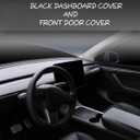 Matte Black Dashboard Cover and Front Door Cover Compatible with Tesla Model 32021-2023 and Model y2019-2024 (Matte Black)