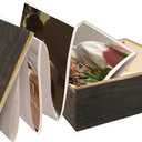 JoyHuaTrade Pull Out Photo Wooden Box with 100 Clear Pockets, Personalized Picture Album Memory Keepsake Case, Photo Surprise Customized Picture Frame Shadow Box for Valentine Day Gifts