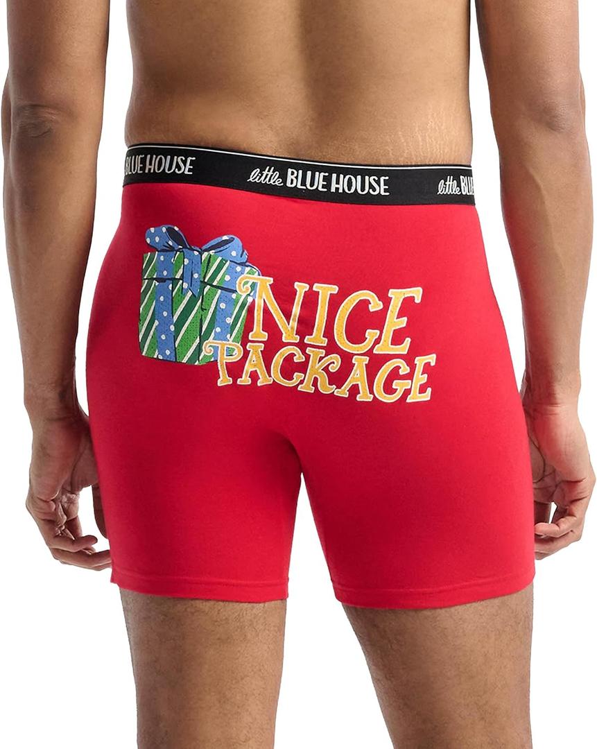 Little Blue House mens Funny Boxer Briefs (Red, S)