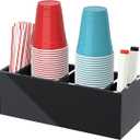 Double Cup Holder with Marker Slot, Party Cup Dispenser Acrylic Cup Organizer Mark Your Cup and Drink Up Caddy Modern Bar Counter Decor, Black