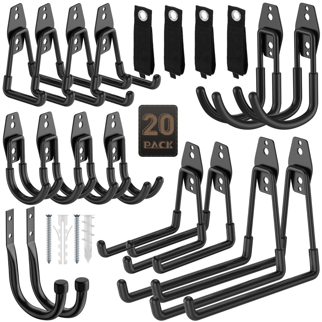 YouthZeal Heavy Duty Garage Hooks for Storage & Hanging Items, 20-Pack
