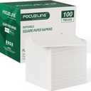 FOCUSLINE 100 Count Linen-Feel Disposable Cocktail Napkins, Soft and Absorbent Bulk Party Beverage Napkins Paper for Bar, Restaurant, Wedding, Dinner or Events, White