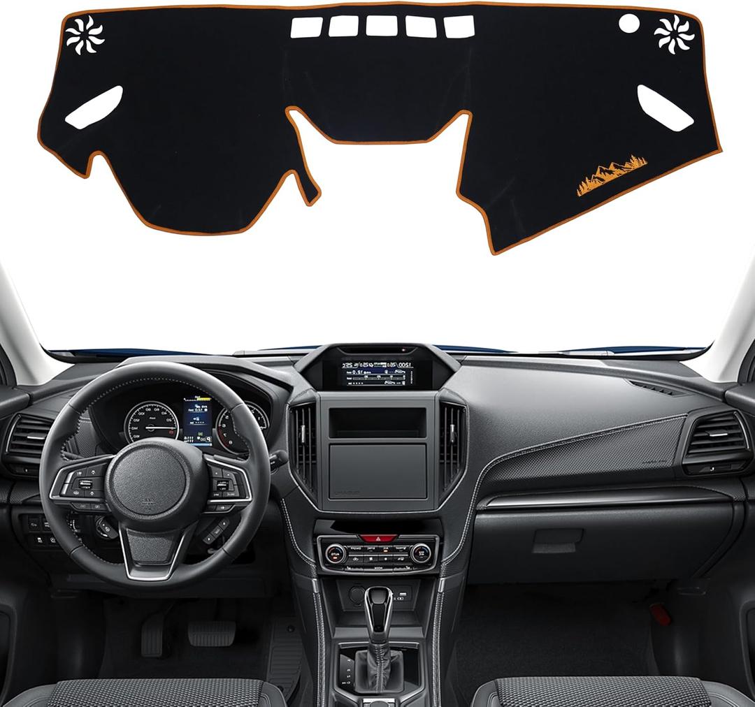 Dash Cover for Subaru Forester Accessories 2019-2022 2023 2024 Dashboard Cover Mat Pad UV Rays Reflection Carpet Protector Sunshield Custom Fit Foldable Interior Decoration, Orange Trim