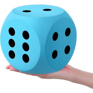 Shappy 6 Inches Foam Dice Fun Filled Large Educational Toy Kawaii Giant Dice Decorative Eva Foam Jumbo Cube Big Square Building Blocks for Game Nights Learning Sessions(Sky Blue,1 Pc)