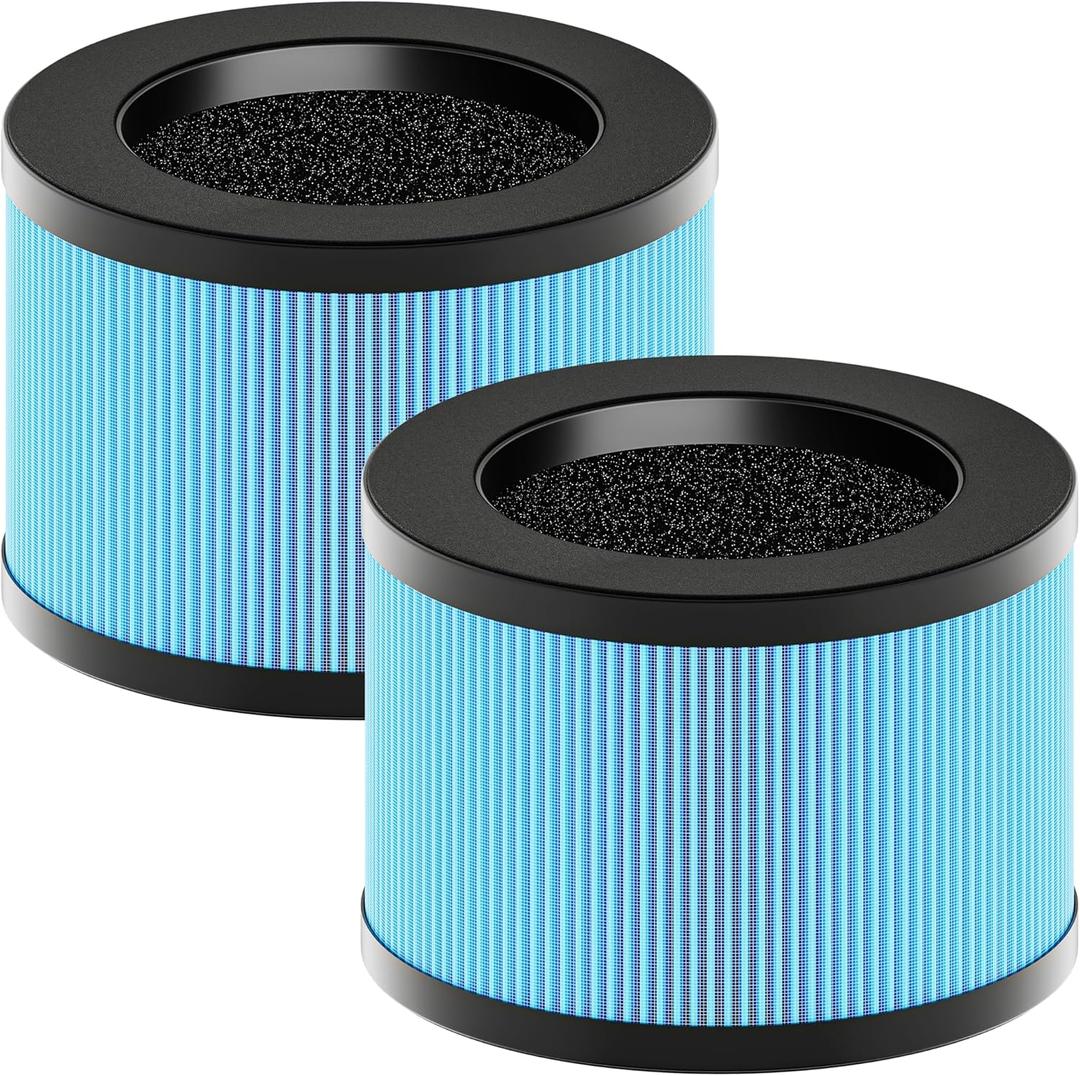 MK01 & MK06 Filter Replacement Compatible with Aroeve MK01, MK06, ToLife TZ-K1 and Kloudi DH-JH01 Air Purifier, Standard Version, Blue, 2 Pack