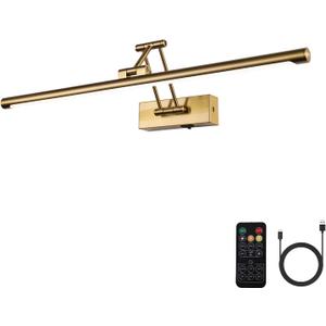 Picture Light Battery Operated with Remote LED Dimmable Picture Light for Paintings, Brass Rechargeable 24 inch Battery Operated Wall Sconce for Art Lighting Gallery Portrait Artwork