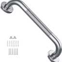 12 Inch Anti Slip Shower Grab Bar, Munzong Stainless Steel Bathroom Grab Bar, Satin Brushed Nickel Knurled Bathroom Balance Bar,Safety Hand Rail Support Handicap Elderly Senior Assist Bath Handle