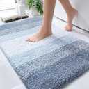 OLANLY Bathroom Rug Mat 30x20, Extra Soft and Absorbent Microfiber Bath Rugs, Non-Slip Plush Shaggy Bath Carpet, Machine Wash Dry, Bath Mats for Bathroom Floor, Tub and Shower, Blue