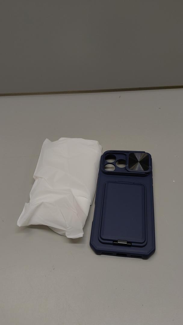 Case for iPhone 17 Pro Case with Stand & Credit Card Holder & Sliding Camera Cover & Camera Stand & Wallet, Rugged Silicone Edge Protective Phone Case Cover for iPhone 17 Pro 6.3'' 5G 2025, Blue