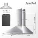 Midea MVP30W6AST Ducted Pyramid Range 450 CFM Stainless Steel Wall Mount Vent Hood with 3 Speed Exhaust Fan, 5-Layer Aluminum Permanent Filters, Two LED Lights, Convertible to Ductless, 30 inches