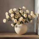 6 Pcs Artificial Peonies Stems Flowers 32", Real Look Large Faux Silk Peony Bouquet 42 Heads Total for Vase Filler, Farmhouse & Rustic Home Decor, Realistic Wedding Centerpieces - Beige