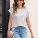 Womens Summer Tops Spring Outfits 2026 Fashion Casual Dressy T Shirts Cap Sleeve Workout Clothes Going Out Trendy Vacation (M)