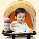 Stroller Snack Tray with Cup Holder Universal Stroller Food Tray Removable, Non-Slip Grip Clip for Stroller Bar Reusable Stroller Snacks Holder for Strollers with Round Armrests (B)