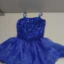 Zaclotre Little Girls Sequin Leotard Sparkly Strap Ballet Leotards Tutu Dress Ballerina Outfit Dance Costume for Kids Royal Blue Size 8-9 Years