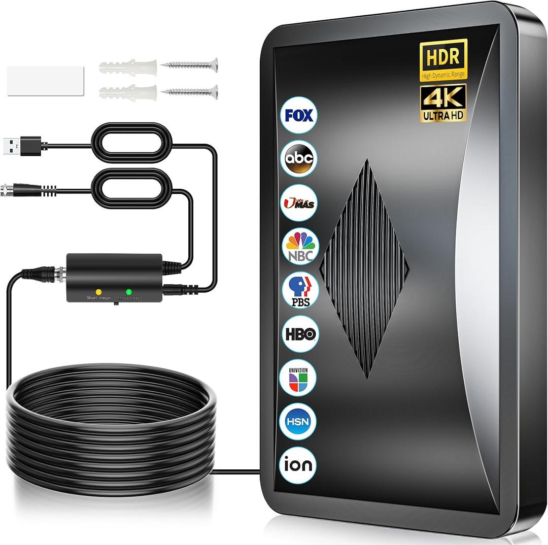 2026 Strongest TV Antenna for Smart TV Indoor, 3600+ Miles Range HDTV Antenna Outdoor, HD Digital Antenna for Local Channels & Amplifier Signal Booster Support All TVs- 38FT Coaxial Cable