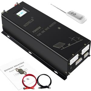 WZRELB 7000W Split Phase Pure Sine Wave Inverter 48 Volt DC to AC 120V 240V Power Inverter,2*AC Hardwire Terminal,High Efficiency up to 91.6%,Wireless Remote,Off Grid Solar Inverter WZRELB 7000W Split Phase Pure Sine Wave Inverter 48 Volt DC to AC 120V 240V Power Inverter,2*AC Hardwire Terminal,High Efficiency up to 91.6%,Wireless Remote,Off Grid Solar Inverter
