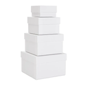 Stockroom Plus Set of 4 Sizes Square Nesting Gift Boxes with Lids for Presents, Stacking Decorative Goodie Box for Holidays, Wedding, Birthday, and Party Favors (White)